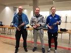 Ilmapistoolin kolme parasta Joni Virkkula OMAS, Joonas Kallio SUA ja Arttu Laulainen KeAmS